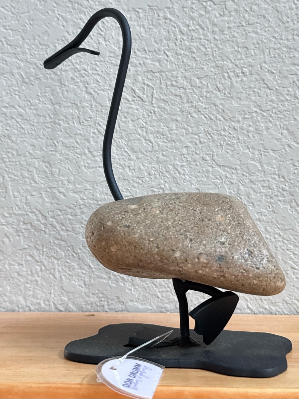 New! Don Drumm Studios Minimalist Black Metal & Natural Stone Duck Sculpture